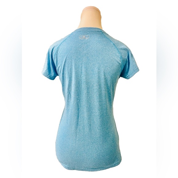 Under Armour Heat Gear Fitted V-neck Short Sleeve Athletic Shirt Women's XS Blue - Picture 2 of 7
